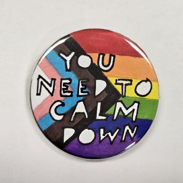 Button featuring a Pride flag