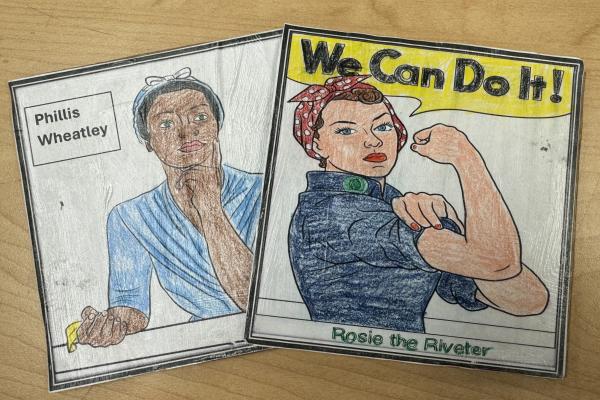 rosie the riveter and phillis wheatley colored coasters