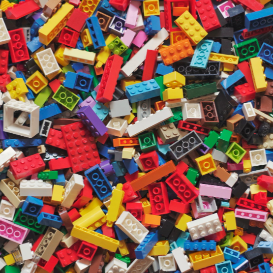 countless amount of different colored small building blocks