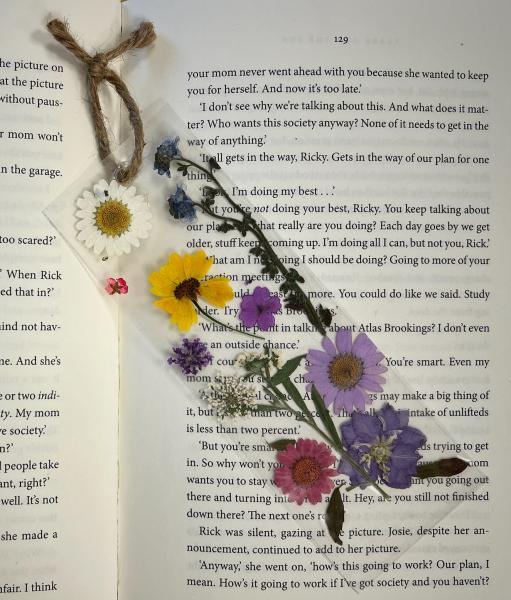 Pressed flower in book