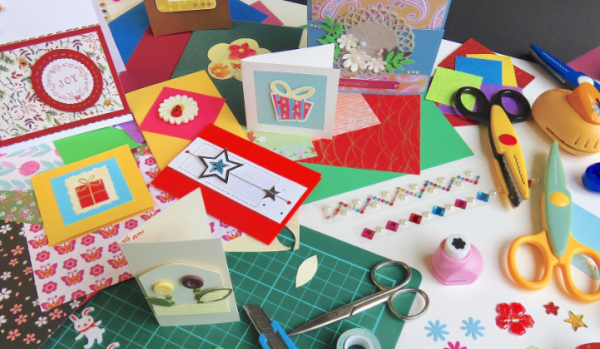 Image of craft supplies to make cards.
