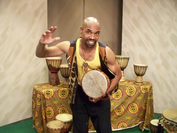Chazz Ross with djembe drums