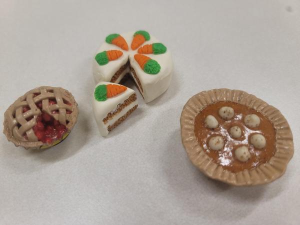 Picture of miniature desserts made from clay