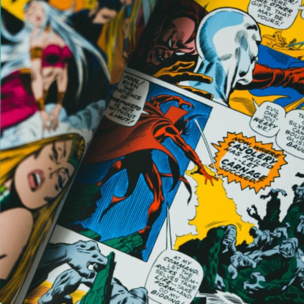 Comic book pages displaying confrontation between characters