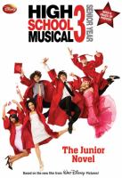 Book cover of High School Musical 3: Senior Year showing teens in red graduation gowns jumping in the air.