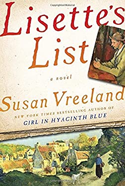 Book cover for Lisette's List by Susan Vreeland. Cover shows a painting of a village and a painting of a man wearing a hat.
