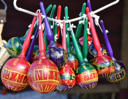 Maracas hanging from a string