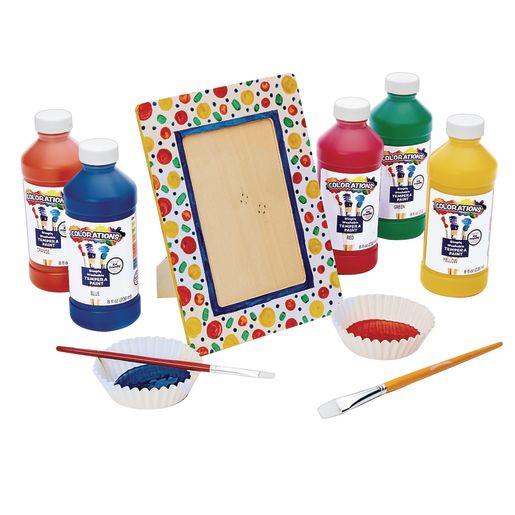 painted bordered photo frame and painting materials