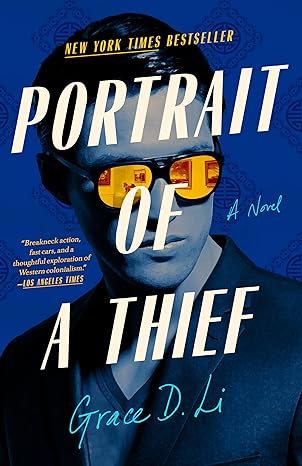 Book cover of Portrait of a Tief by Grace D. Li. Cover depicts a man in sunglasses in tones of blue.