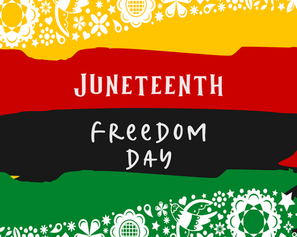 Banner that says Juneteenth Freedom Day 