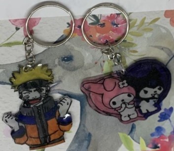a pair of keyrings on a piece of paper