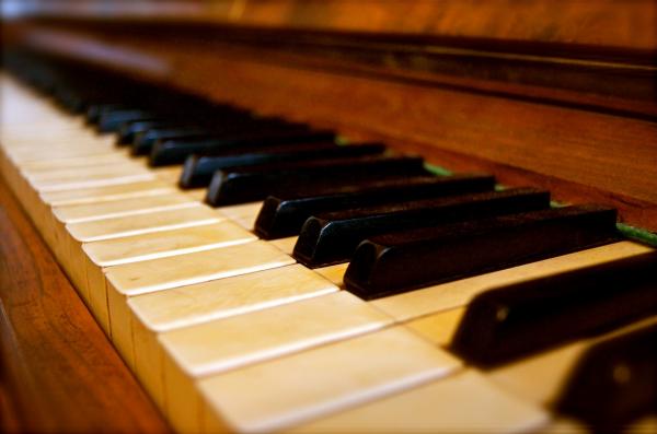 Close-up view of piano keys