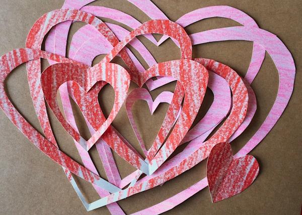 Cut out paper hearts